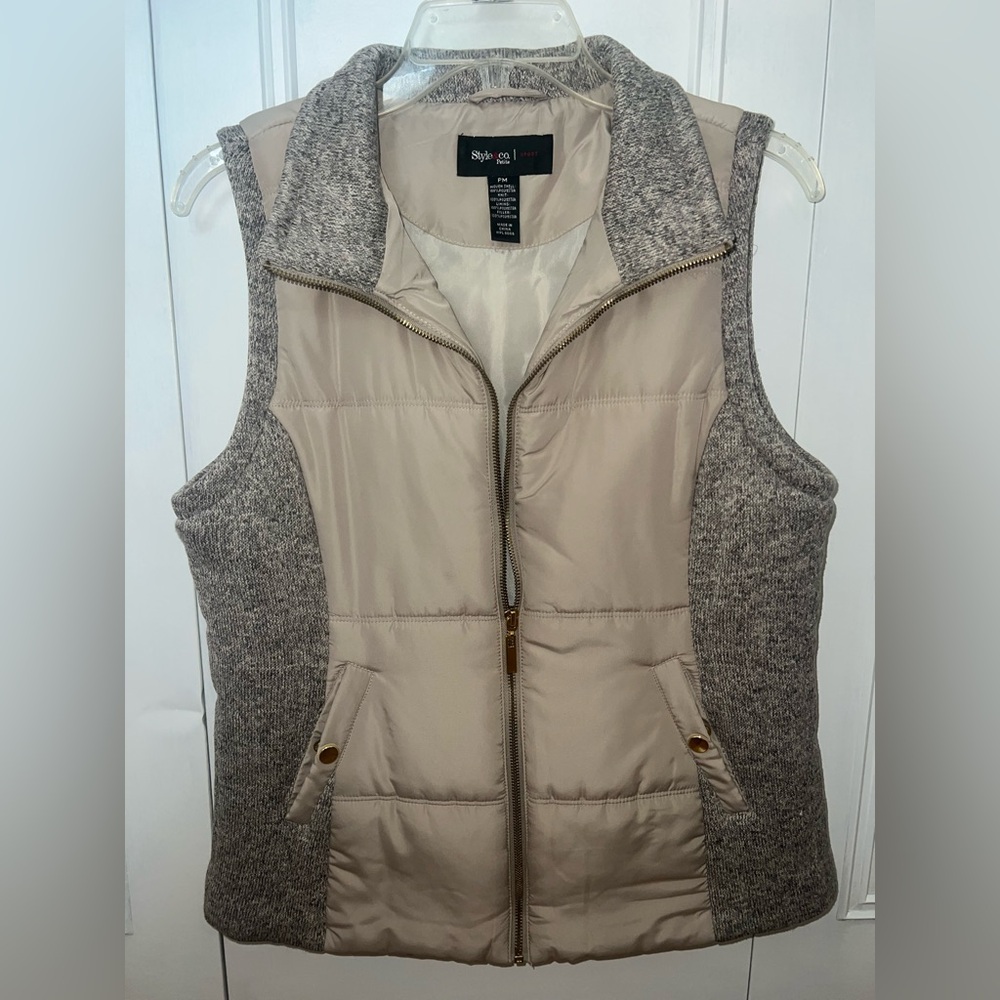 Style & Co. Beige and Gray Women's Vest